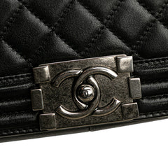 シャネル ボーイシャネル25 ココマーク チェーン ショルダーバッグ ブラック ラムスキン レディース CHANEL 【中古】