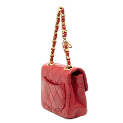 シャネル ミニミニマトラッセ チェーン ショルダーバッグ レッド ゴールド ラムスキン レディース CHANEL 【中古】