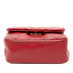 シャネル ミニミニマトラッセ チェーン ショルダーバッグ レッド ゴールド ラムスキン レディース CHANEL 【中古】