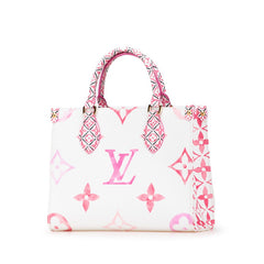 ルイ ヴィトン モノグラム オンザゴーPM バイ ザ プール ハンドバッグ ショルダーバッグ 2WAY M22976 ホワイト ピンク PVC レザー レディース LOUIS VUITTON 【中古】