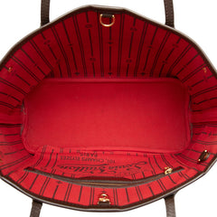 ルイ ヴィトン ダミエ ネヴァーフルPM トートバッグ N51109 ブラウン スリーズ レッド PVC レザー レディース LOUIS VUITTON 中古