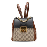 グッチ GGスプリーム パドロック リュック バックパック 498194 ブラウン ブラック ベージュ PVC レザー レディース GUCCI 中古