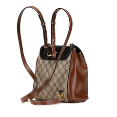 グッチ GGスプリーム パドロック リュック バックパック 498194 ブラウン ブラック ベージュ PVC レザー レディース GUCCI 【中古】