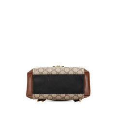 グッチ GGスプリーム パドロック リュック バックパック 498194 ブラウン ブラック ベージュ PVC レザー レディース GUCCI 中古