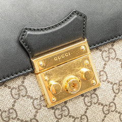 グッチ GGスプリーム パドロック リュック バックパック 498194 ブラウン ブラック ベージュ PVC レザー レディース GUCCI 【中古】