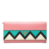 プラダ 長財布 ピンク マルチカラー サフィアーノレザー レディース PRADA 【中古】