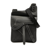 ディオール サドルバッグ 斜め掛け ショルダーバッグ ブラック レザー レディース Dior 【中古】