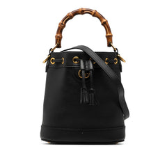 グッチ バンブー ダイアナ バケット 巾着 ショルダーバッグ ハンド 724667 ブラック レザー レディース GUCCI 【中古】