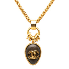 シャネル ヴィンテージ ココマーク ネックレス ゴールド ブラウン メッキ レディース CHANEL 【中古】