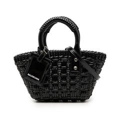 バレンシアガ ビストロXXS ハンドバッグ ショルダーバッグ 2WAY 678028 ブラック エナメル レディース BALENCIAGA 【中古】