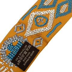 エルメス ツイリー KELLY EN PERLES ケリーアンペルル スカーフ ブラウン系 黄土色 シルク レディース HERMES 中古