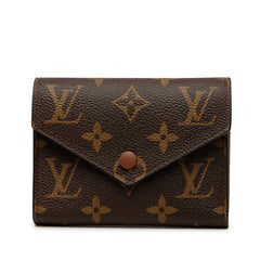 ルイ ヴィトン モノグラム ポルトフォイユ ヴィクトリーヌ 三つ折り財布 M62472 ブラウン PVC レザー レディース LOUIS VUITTON 中古