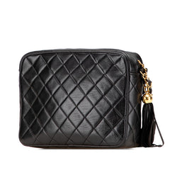 シャネル マトラッセ ココマーク フリンジ チェーン ショルダーバッグ ブラック ラムスキン レディース CHANEL 【中古】