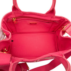 プラダ 三角ロゴプレート カナパ ミニ ハンドバッグ ショルダーバッグ 2WAY 1BG439 ピンク キャンバス レディース PRADA 【中古】