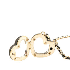 シャネル ココマーク ハート ミラー ロケットペンダント ネックレス ブラック ゴールド ラムスキン レディース CHANEL 中古