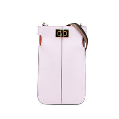 フェンディ ピーカフォン ショルダーバッグ フォンケース パープル ブラウン レザー レディース FENDI 中古