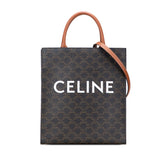 セリーヌ トリオンフ バーティカル カバ ラージ ハンドバッグ ショルダーバッグ 2WAY ブラック ブラウン PVC レザー レディース CELINE 【中古】