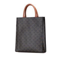 セリーヌ トリオンフ バーティカル カバ ラージ ハンドバッグ ショルダーバッグ 2WAY ブラック ブラウン PVC レザー レディース CELINE 【中古】