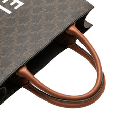 セリーヌ トリオンフ バーティカル カバ ラージ ハンドバッグ ショルダーバッグ 2WAY ブラック ブラウン PVC レザー レディース CELINE 【中古】
