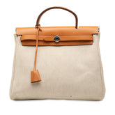 エルメス エールバッグPM ハンドバッグ トートバッグ ベージュ ブラウン トワルアッシュ レザー レディース HERMES 【中古】