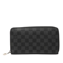 ルイ ヴィトン ダミエ グラフィット ジッピーオーガナイザー ラウンドファスナー 長財布 ジップウォレット N63077 ブラック PVC レザー メンズ LOUIS VUITTON 【中古】