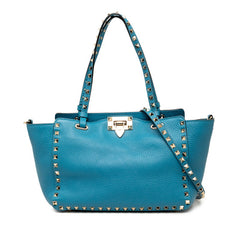ヴァレンティノ ガラヴァーニ ロックスタッズ ハンドバッグ ショルダーバッグ 2WAY ブルー レザー レディース VALENTINO 【中古】