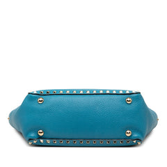 ヴァレンティノ ガラヴァーニ ロックスタッズ ハンドバッグ ショルダーバッグ 2WAY ブルー レザー レディース VALENTINO 【中古】