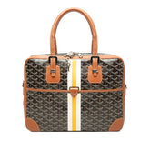 ゴヤール アンバサッドPM ビジネスバッグ ブリーフケース ブラウン イエロー ホワイト PVC レザー メンズ GOYARD 中古