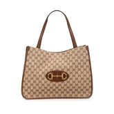 グッチ GGキャンバス ホースビット トートバッグ ショルダーバッグ 623694 ベージュ ブラウン キャンバス レザー レディース GUCCI 【中古】