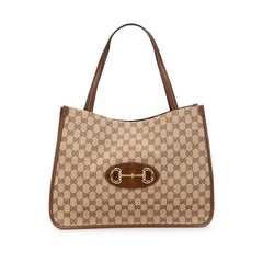 グッチ GGキャンバス ホースビット トートバッグ ショルダーバッグ 623694 ベージュ ブラウン キャンバス レザー レディース GUCCI 【中古】