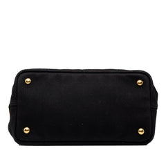 プラダ 三角ロゴプレート CANAPA カナパSS ハンドバッグ ショルダーバッグ 2WAY ブラック キャンバス レディース PRADA 中古