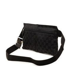 グッチ GGキャンバス ボディバッグ ウエストバッグ 28566 ブラック キャンバス レザー レディース GUCCI 【中古】