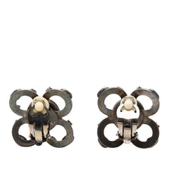 シャネル フラワー モチーフ イヤリング シルバー ブラック メタル ラインストーン レディース CHANEL 【中古】