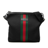 グッチ シェリーライン 斜め掛け ショルダーバッグ 387111 ブラック キャンバス レザー レディース GUCCI 【中古】