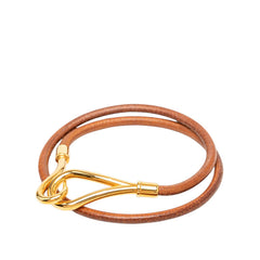 エルメス ジャンボ ブレスレット チョーカー ゴールド ブラウン レザー メッキ レディース HERMES 中古
