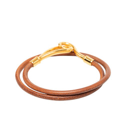 エルメス ジャンボ ブレスレット チョーカー ゴールド ブラウン レザー メッキ レディース HERMES 中古