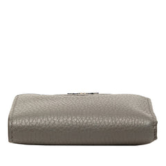 プラダ トライアングルロゴ 二つ折り財布 コンパクトウォレット グレー ヴィッテロダイノレザー レディース PRADA 【中古】