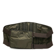プラダ 三角ロゴプレート 1999AW CHEST RIG セキュリティ ボディバッグ ウエストバッグ 1BL018 カーキグリーン ブラック ナイロン メンズ PRADA 【中古】