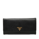 プラダ 二つ折り 長財布 1MH132 ネロ ブラック サフィアーノレザー レディース PRADA 【中古】
