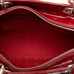 ディオール カナージュ レディディオール ラージ ハンドバッグ ショルダーバッグ 2WAY レッド エナメル レディース Dior 【中古】