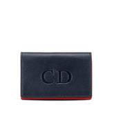 ディオール CDロゴ カードケース ネイビー レッド レザー レディース Dior 【中古】
