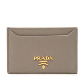 プラダ サフィアーノ ロゴ カードケース パスケース 1MC208 グレー レザー レディース PRADA 【中古】