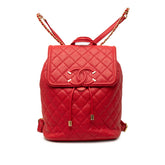 シャネル CCフィリグリー マトラッセ ココマーク リュック バックパック レッド キャビアスキン レディース CHANEL 【中古】