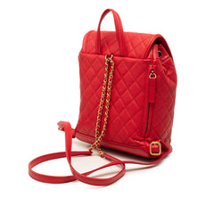 シャネル CCフィリグリー マトラッセ ココマーク リュック バックパック レッド キャビアスキン レディース CHANEL 【中古】