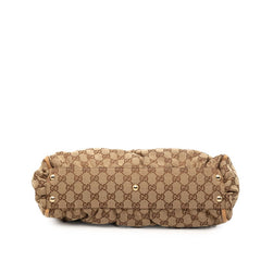 グッチ GGキャンバス トートバッグ ハンドバッグ ショルダーバッグ 189831 ブラウン キャンバス レザー レディース GUCCI 【中古】