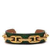 エルメス シェーヌダンクル バングル グリーン ゴールド レザー メッキ レディース HERMES 【中古】