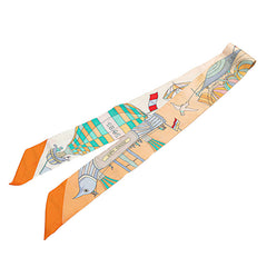 エルメス ツイリー LES FOLIES DU CIEL 大空の狂気 スカーフ オレンジ ベージュ マルチカラー シルク レディース HERMES 【中古】
