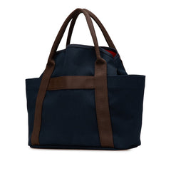 エルメス サックドパンサージュ グルーム ハンドバッグ ショルダーバッグ 2WAY ネイビー ブラウン キャンバス レディース HERMES 【中古】