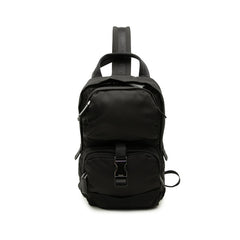 プラダ 三角ロゴプレート ファブリック ボディバッグ ショルダーバッグ 2VZ013 ブラック ナイロン メンズ PRADA 中古