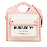 バーバリー ミニ ポケット バッグ 斜め掛け ショルダーバッグ ピンク ホワイト キャンバス レザー レディース BURBERRY 【中古】